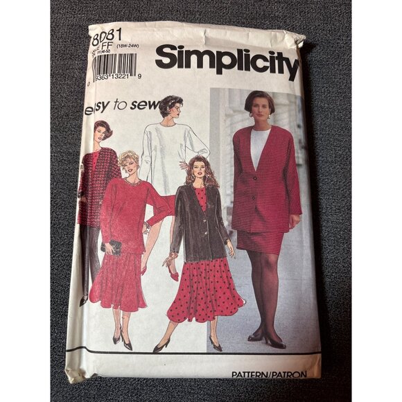 Simplicity Sewing Pattern 8081 Womens Blazers & Dresses Size 18W 20W 22W 24W unc - Picture 1 of 4